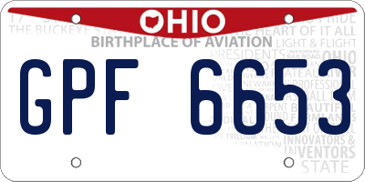 OH license plate GPF6653