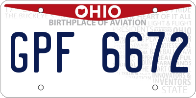 OH license plate GPF6672
