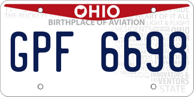 OH license plate GPF6698