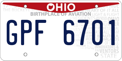 OH license plate GPF6701
