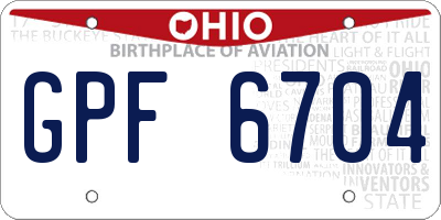 OH license plate GPF6704