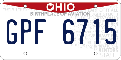 OH license plate GPF6715