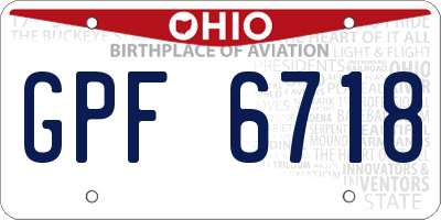 OH license plate GPF6718