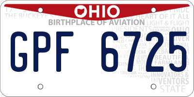 OH license plate GPF6725
