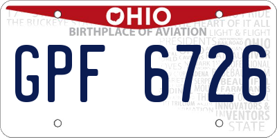 OH license plate GPF6726