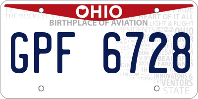 OH license plate GPF6728