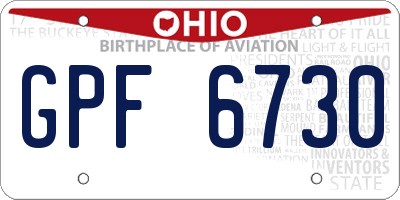 OH license plate GPF6730