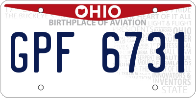 OH license plate GPF6731