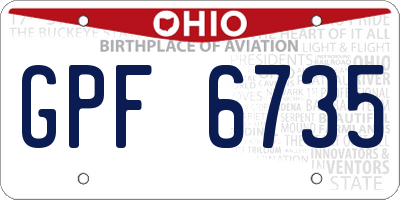 OH license plate GPF6735