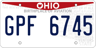 OH license plate GPF6745