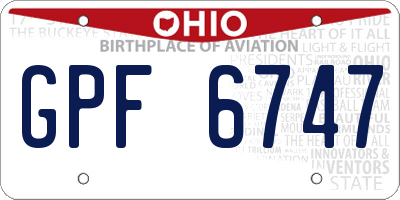 OH license plate GPF6747