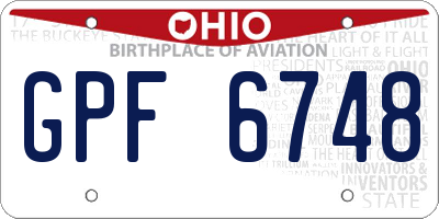 OH license plate GPF6748