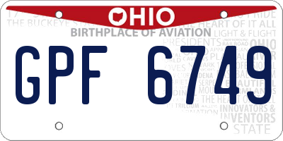 OH license plate GPF6749