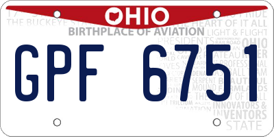 OH license plate GPF6751