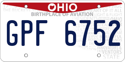 OH license plate GPF6752