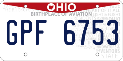 OH license plate GPF6753