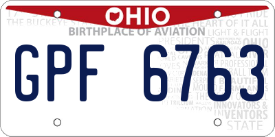 OH license plate GPF6763