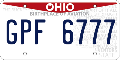 OH license plate GPF6777