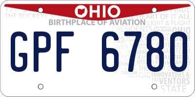 OH license plate GPF6780