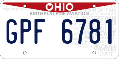 OH license plate GPF6781