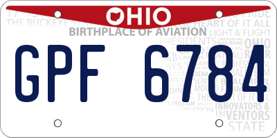 OH license plate GPF6784