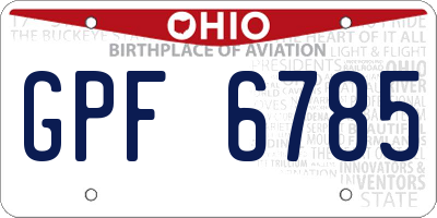 OH license plate GPF6785