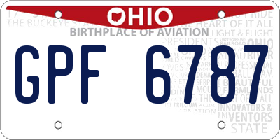 OH license plate GPF6787