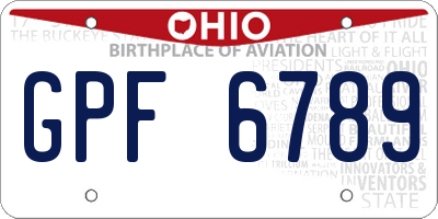 OH license plate GPF6789