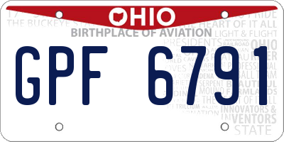 OH license plate GPF6791