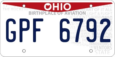 OH license plate GPF6792