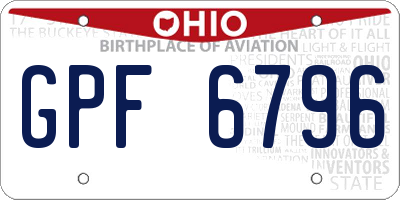 OH license plate GPF6796