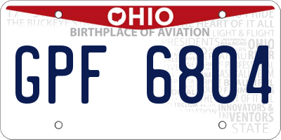 OH license plate GPF6804