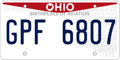OH license plate GPF6807