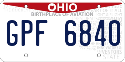 OH license plate GPF6840
