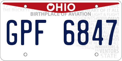 OH license plate GPF6847