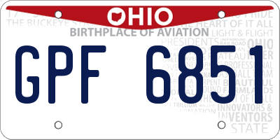 OH license plate GPF6851