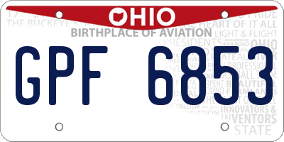 OH license plate GPF6853