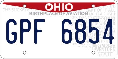 OH license plate GPF6854