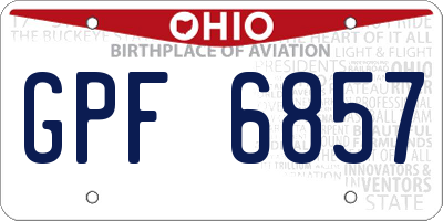 OH license plate GPF6857