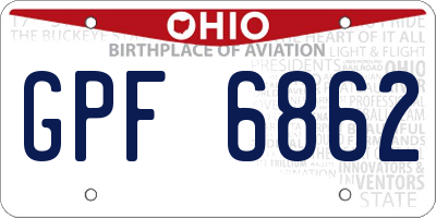 OH license plate GPF6862