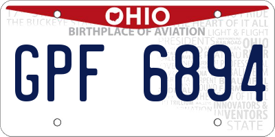 OH license plate GPF6894