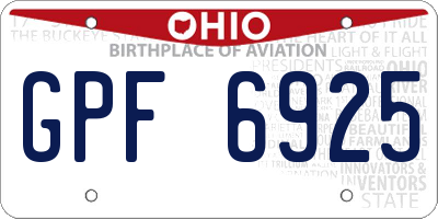 OH license plate GPF6925