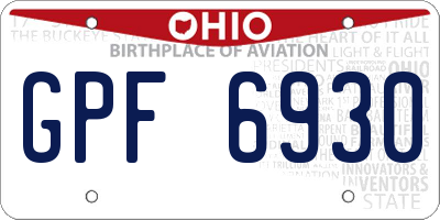 OH license plate GPF6930