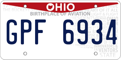 OH license plate GPF6934