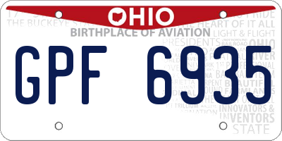 OH license plate GPF6935