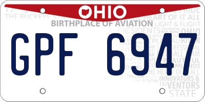 OH license plate GPF6947