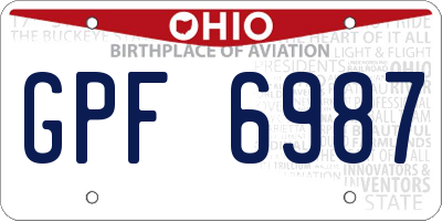 OH license plate GPF6987