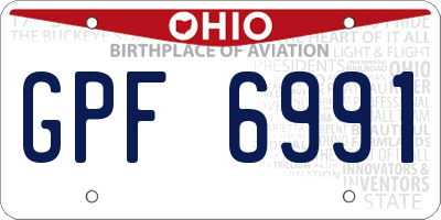 OH license plate GPF6991