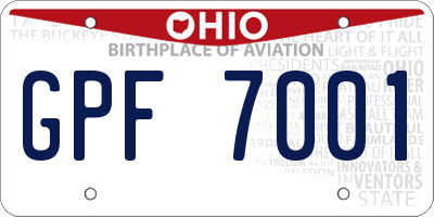 OH license plate GPF7001