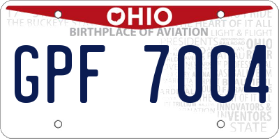 OH license plate GPF7004